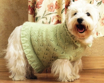 Eyelet Dog Sweater Jacket Knitting Pattern  Dog Sweater Coat Knitting Pattern PDF Instant Download