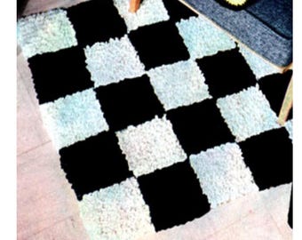 Textured Checkerboard Rug Crochet Pattern  Area Rug Crochet Pattern PDF Instant Download