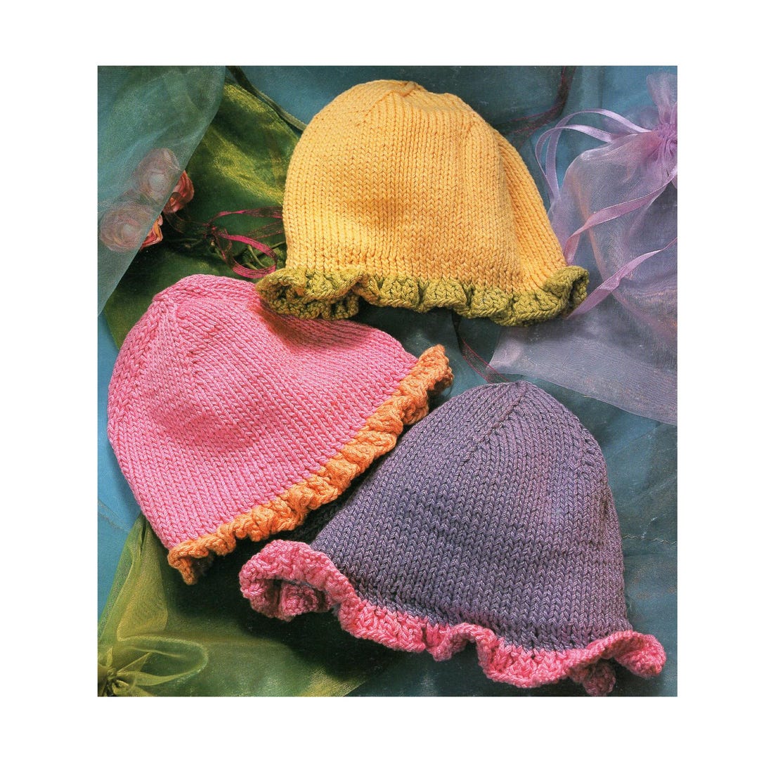 Ruffle Hat Knitting Pattern Preemie Through 4 Years Hat Bonnets Caps ...