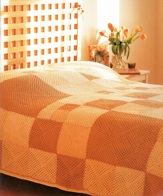 Vintage Patchwork Squares Bedspread Afghan Crochet Pattern Etsy