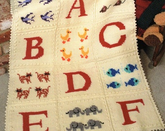 Alphabet Sampler Afghan Crochet Pattern ABC Blanket Crochet Pattern PDF Instant Download
