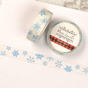 Snowflakes Glitter Washi Tape, Holiday Christmas Winter Washi Tape Bullet Journal Planner 15mm