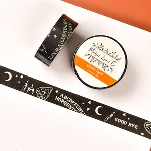 Ouija Washi Tape, Halloween Washi Tape, Black and White, 15mm for Bullet Journal Planner