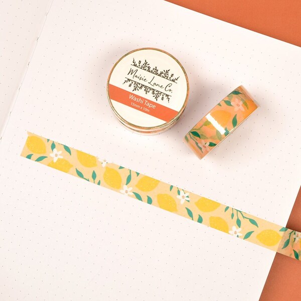 Lemon Floral Washi Tape, Frucht Sommer Washi Tape 15mm für Bullet Journal Planner