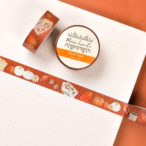 Cozy Autumn Washi Tape, Fall Pumpkin Washi, 15mm para Bullet Journal