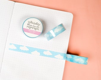 Baby Blue Cloud Washi Tape, Bullet Journal Planer Washi Tape, 15mm