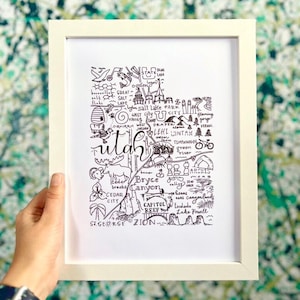 UTAH tipografía palabra e icono mapa impresión - decoración de pared, regalo, arte