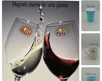Set of 4 Magnetic Elephant Wine Charms