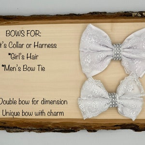 Bride / Ring Bearer BOW for Dog Collar or Harness, Girl&#39;s Headband, Hair Clip or Hair Ties, Men&#39;s Bow Tie with Charm
