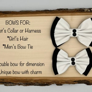 Groom&#39;s Man BOW / Ring Bearer voor Dog Collar of Harness, Men&#39;s Bow Tie, Girl&#39;s headband, Hair Clip of Hair Tie, met Charme