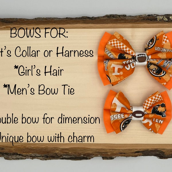 Tennessee Volunteers BOW for a pet's collar or harness, girl's headband, hair tie or hair clip, men's bow tie with football charm