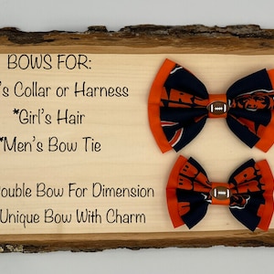 Chicago Bears BOW made using licensed fabric for a dog/pet's collar/harness, girl's headband/hairclip/tie, men's bowtie with football charm