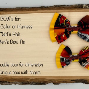 First Responders, Fire Truck BOW for pets collar or harness, girl&#39;s headband, hair tie or hair clip, men&#39;s bow tie with fire truck charm