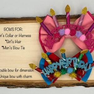 Happy Birthday Bow For A Medium or Larger Dog&#39;s Collar or Harness