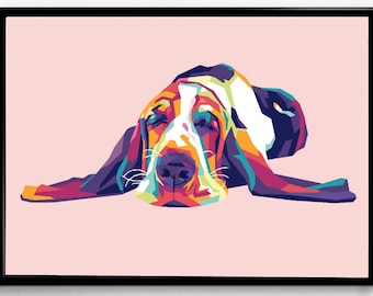 Basset Hound Limited Poster Artwork - Professional Wall Art Merchandise (More Sizes Available)