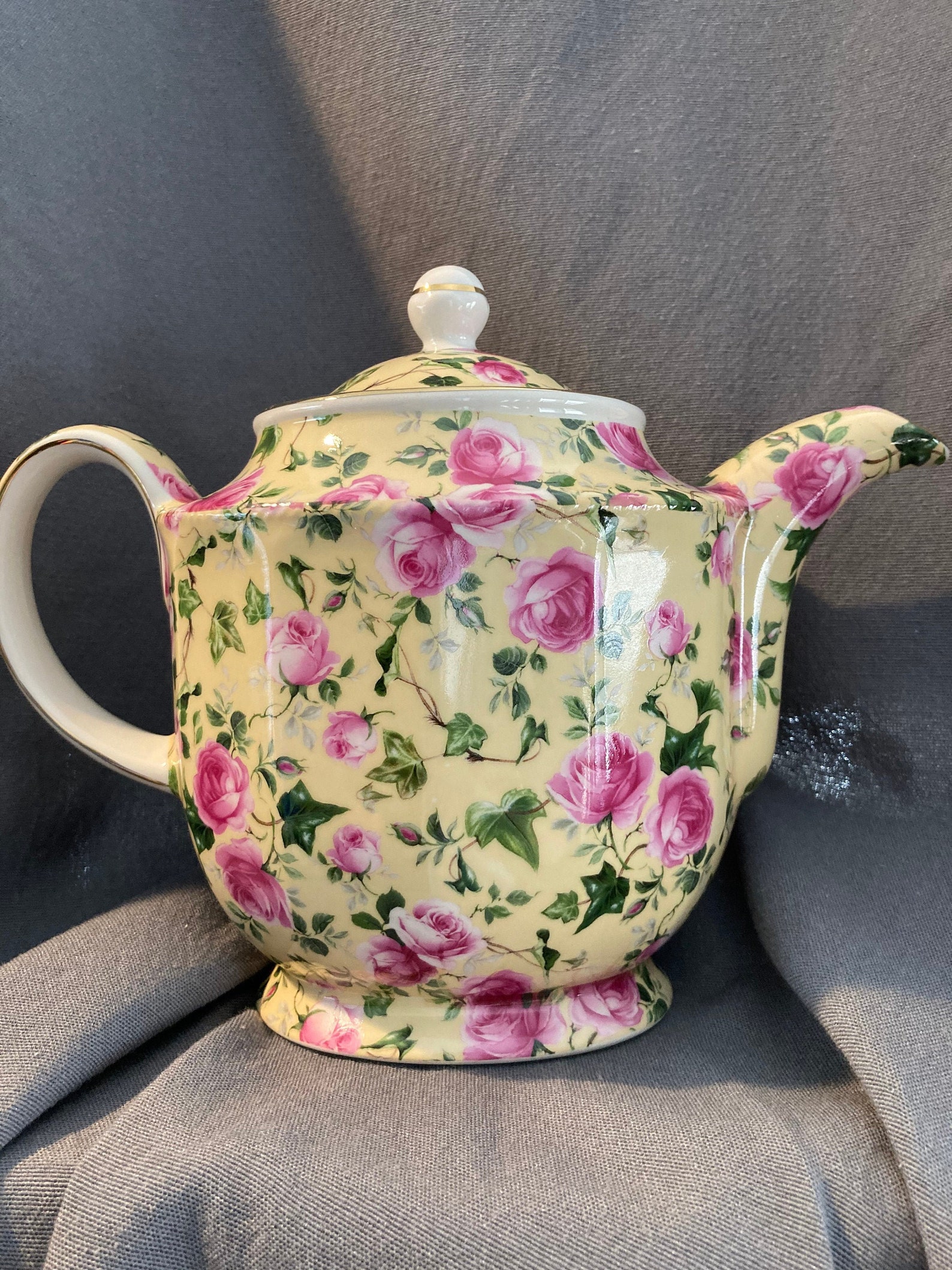 James Sadler Sophie Pink Rose Chintz Teapot Etsy
