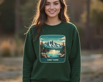 Lake Tahoe Vintage Mountain Illustration Sweatshirt | California Lakeside