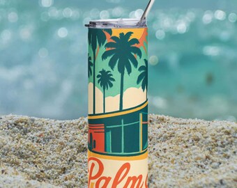 Palm Springs Retro Palm Trees Tumbler | 20oz Stainless Steel Travel Cup