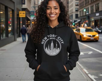 Vintage NYC Hoodie, New York City Skyline Sweatshirt, Retro Grafik Hoodie, NYC Reise Hoodie, Streetwear Pullover