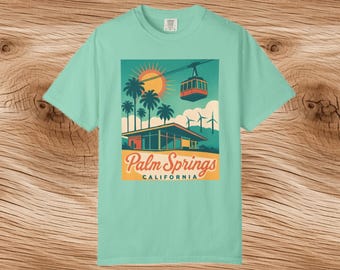 Comfort Colors® Palm Springs Retro Cable Car T-Shirt | California Palm Trees