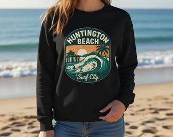 Felpa Huntington Beach Surf City Wave / Vintage Palm Pier Sunset