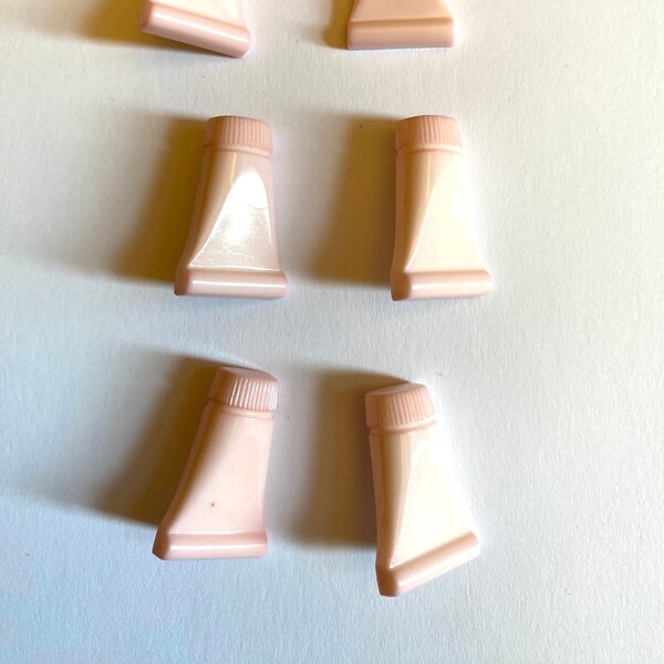 6 pink PAINT TUBE shaft buttons, for sewing, crafting, scrapbooking, baby clothes, kids wear, jewelry making