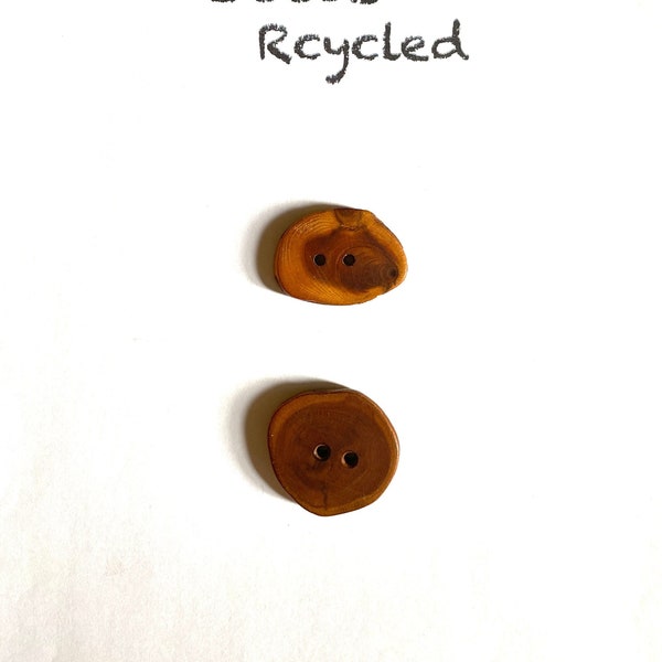 2  LIVE EDGE WOOD buttons, hand made with 2 holes, for knitters, crafters, button collections