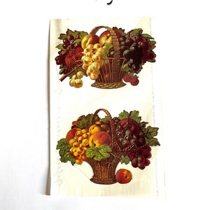 2 PEGATINAS DE CESTA DE FRUTAS para scrapbooking, decoupage, fabricación de tarjetas, decoración de cocina