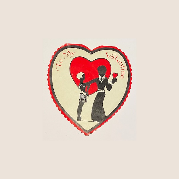 vintage heart shaped Jazz Age 1920's VALENTINE card, bi-fold paper for crafting, design reference, ephemera collections, scrapbooking