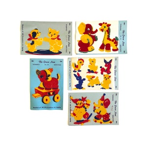 lot de 5 décalcomanies floquées vintage pour enfants, bébés, jouets en peluche pour scrapbooking, encadrement, travaux manuels, collections éphémères, décoration vintage
