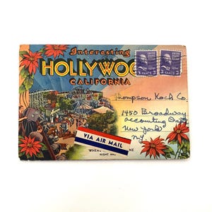 1951 HOLLYWOOD Souvenir POSTCARD Ordner, 20 Fotos, Szenen von Hollywood-Sehenswürdigkeiten, kostenloser Versand im Inland