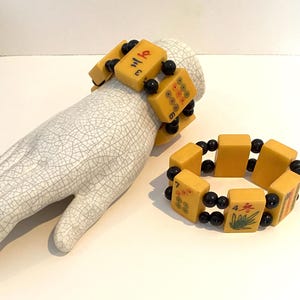 Vintage 90's Bone Bracelet Mahjong
