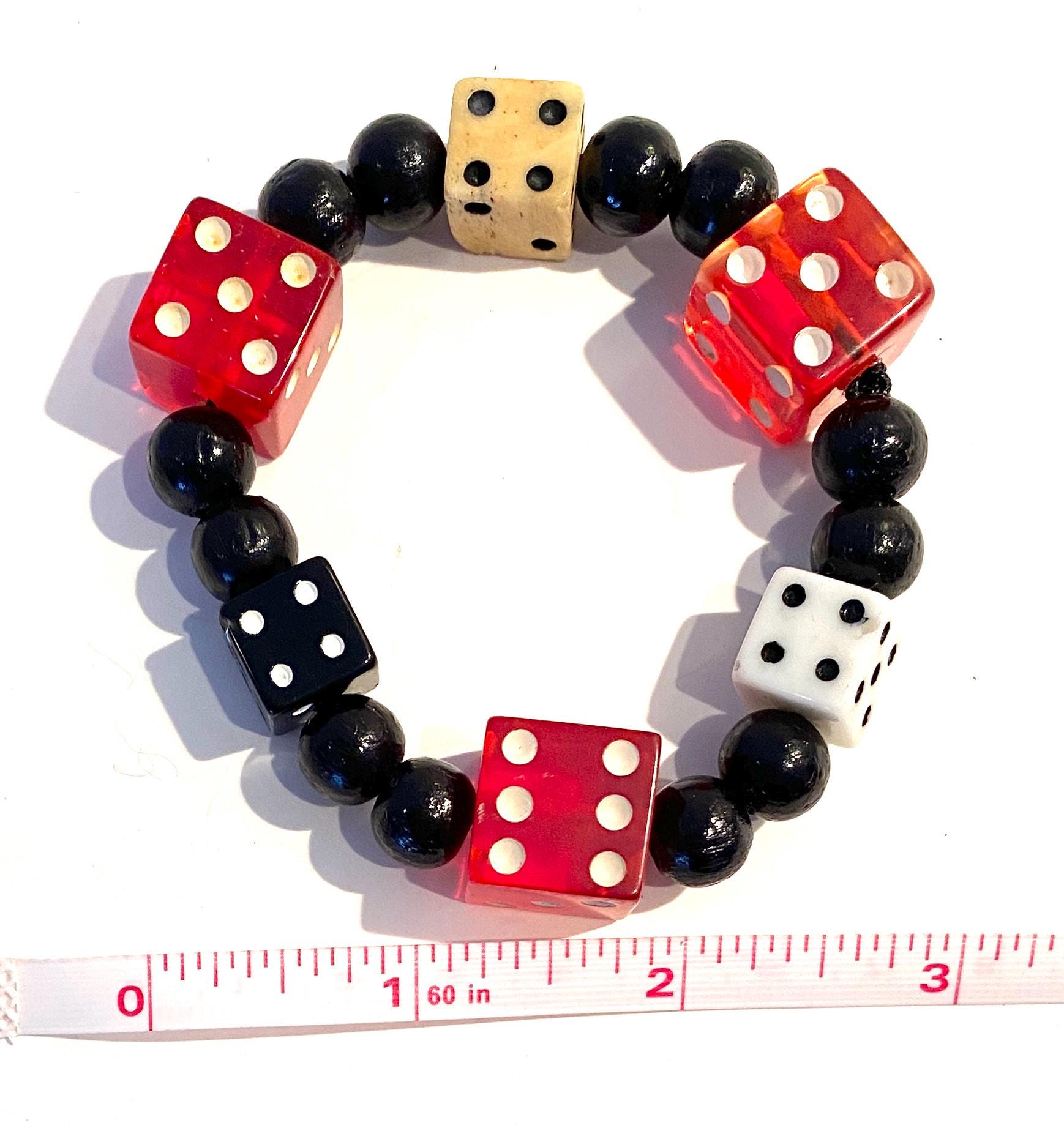 アクセサリー bazo1199 Dice Bracelet - Red & Black Vintage Dice Bracelet: Red, Black, & White Beads - Casino Style - Etsy