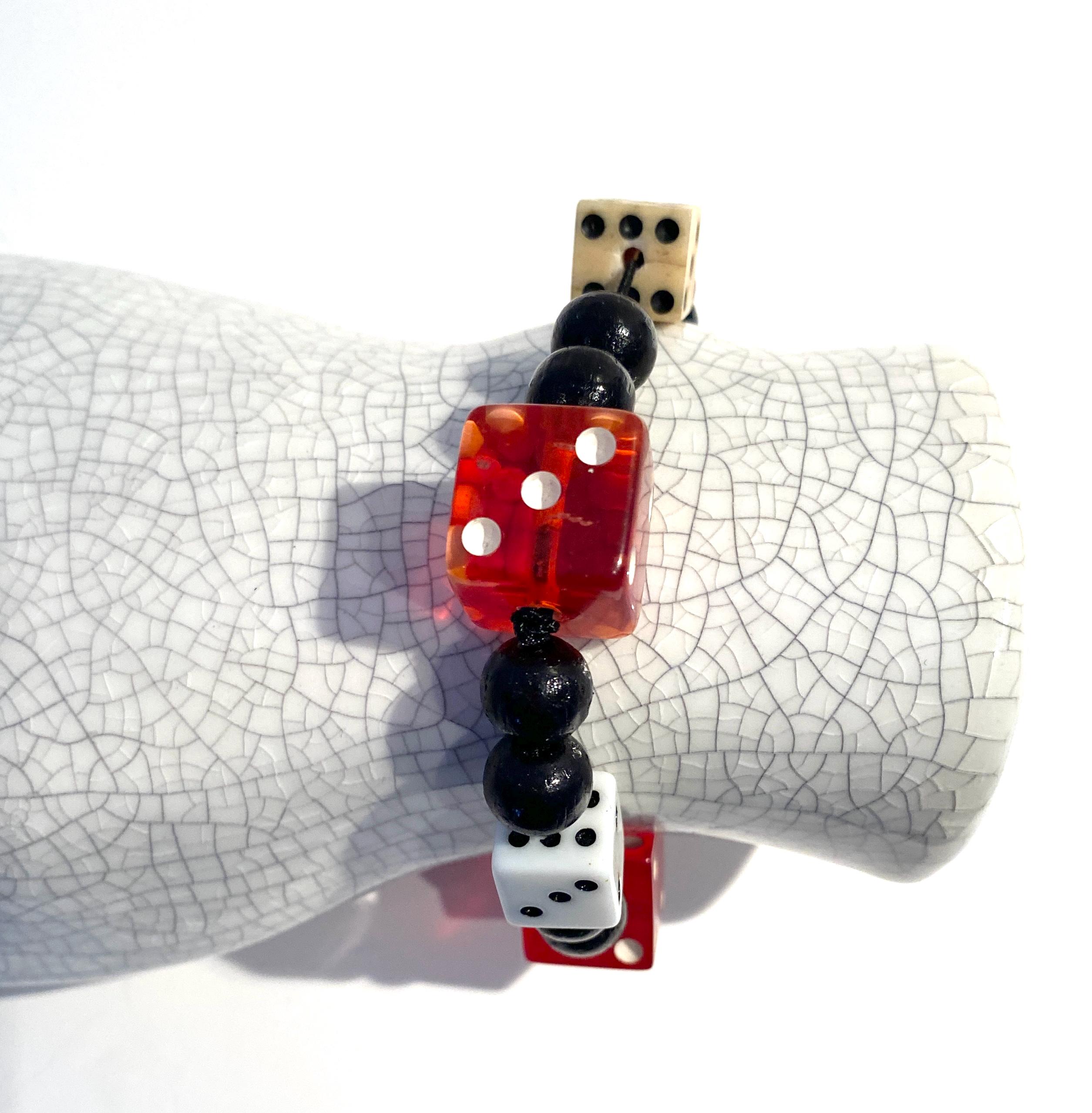 Vintage Dice Bracelet: Red, Black, & White Beads - Casino Style - Etsy