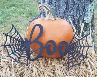 Boo Sign - Spider Web - Halloween Decor - Fall Decorations - Spooky