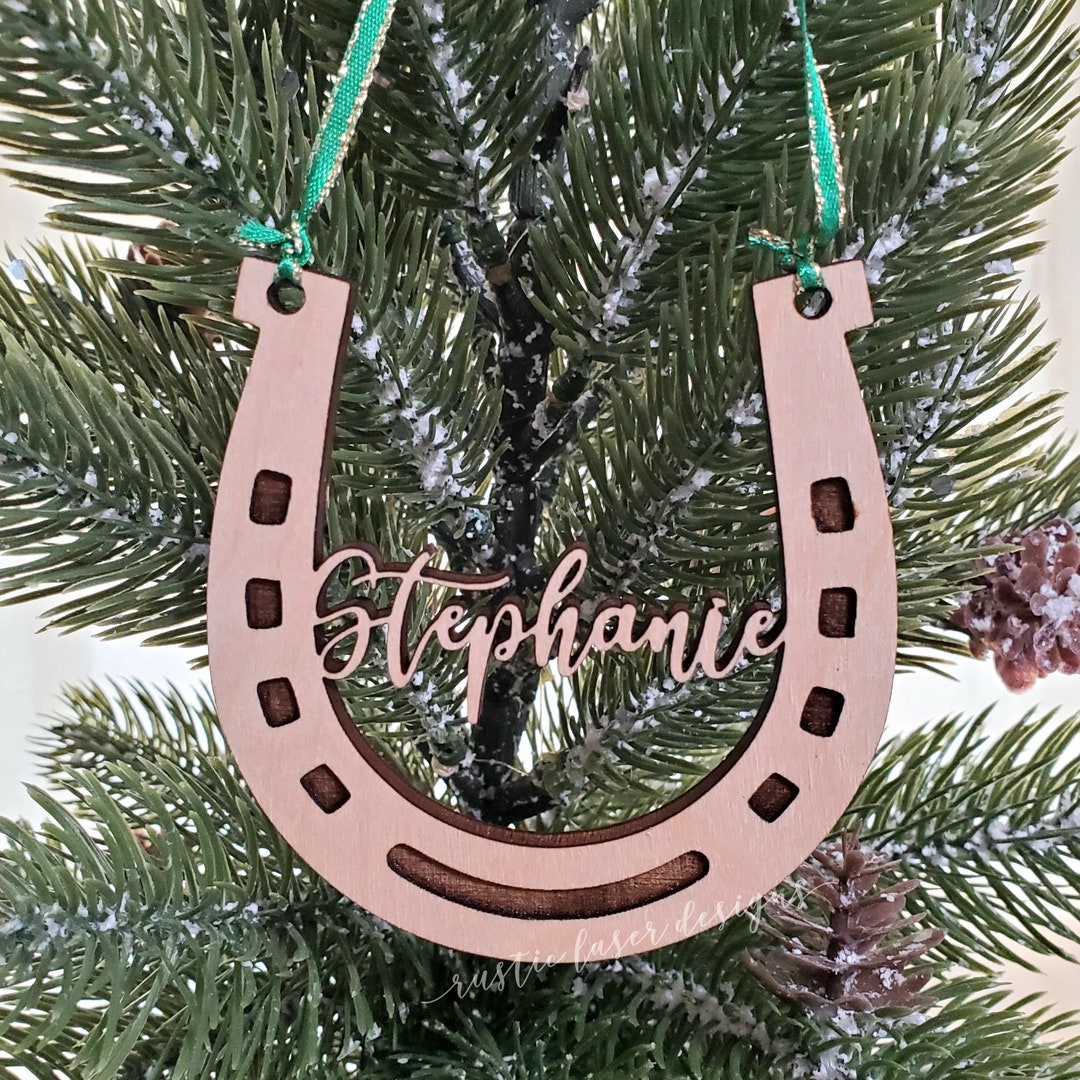 Horseshoe Christmas Ornament Wooden Christmas Ornaments Etsy