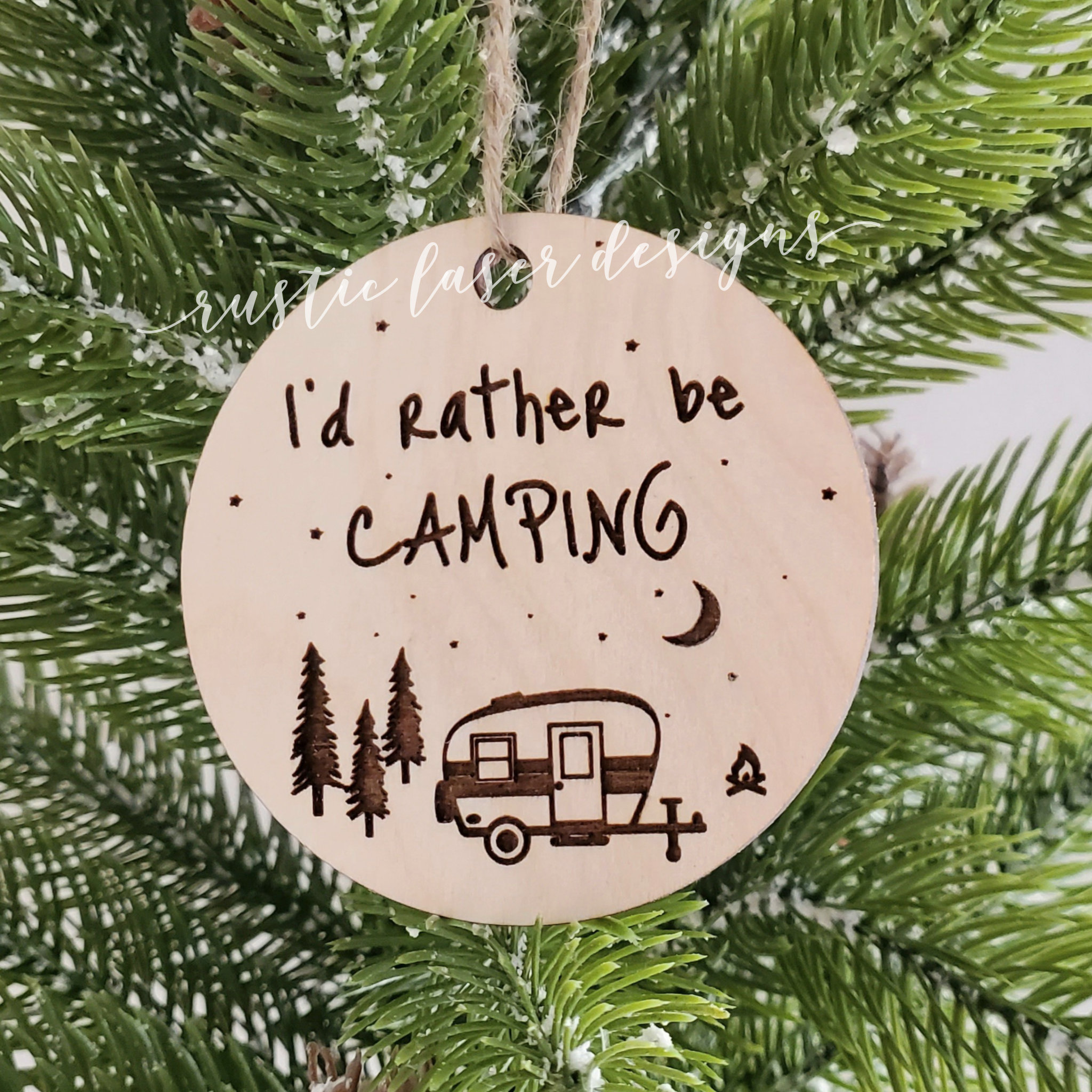 I'd Rather Be Camping Wooden Camping Ornament Camper Etsy