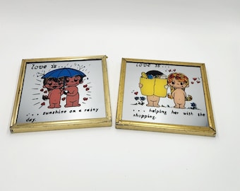 Love is... By Kim, mini mirrors, SOLD INDIVIDUALLY, vintage, small mirror, circa 1970's