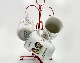 Love is... By Kim, set of 4 mugs with stand, coffee mugs, circa 1972