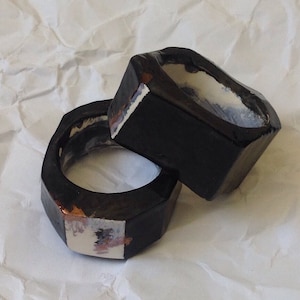 Mens ring, Gift for him, stylish black ring, contemporary unisex ring, ceramic ring, gift for him or her, bespoke present friendship ring