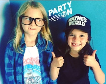 Wayne&#39;s World  4 Sizes Halloween Costume Hat or Shirt Baby Toddler Adult Kids Wig Rush Option Available