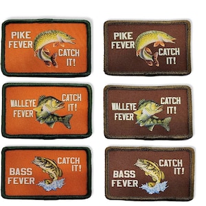 Snoekbaarzen Snoek Baars Koorts Catch It Fish Patch Fishing 3 x 2 forel Muskie Buck Crappie