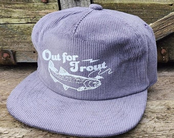 Out for Trout Fly Fishing Corduroy  Snapback  Hat Cap 4 ColorsRope Rope