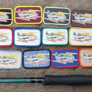 Forel Rechthoek 2x3 Lightning Bolt Fish Patch Verscheidenheid aan kleuropties Vliegvissen Hoed