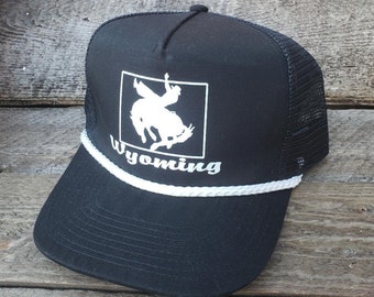 Wyoming  Snapback  Trucker Hat Cap Rodeo Cowboy Rope