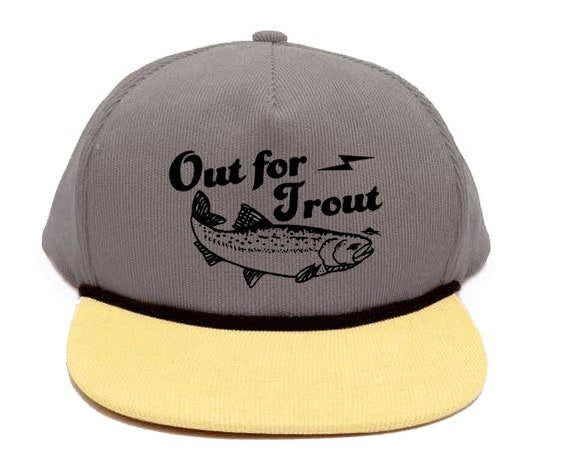 Out for Trout Fly Fishing Corduroy Snapback Hat Cap 4 Colors Rope 