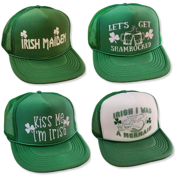 Irish Drinking Hat Trucker Snapback Hat Cap Green St. Patrick's Day