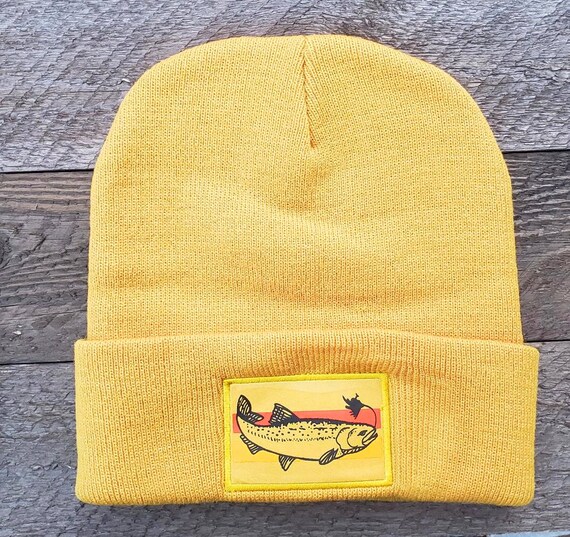 Winter Knit Trout Beanie Hat Cap Patch 