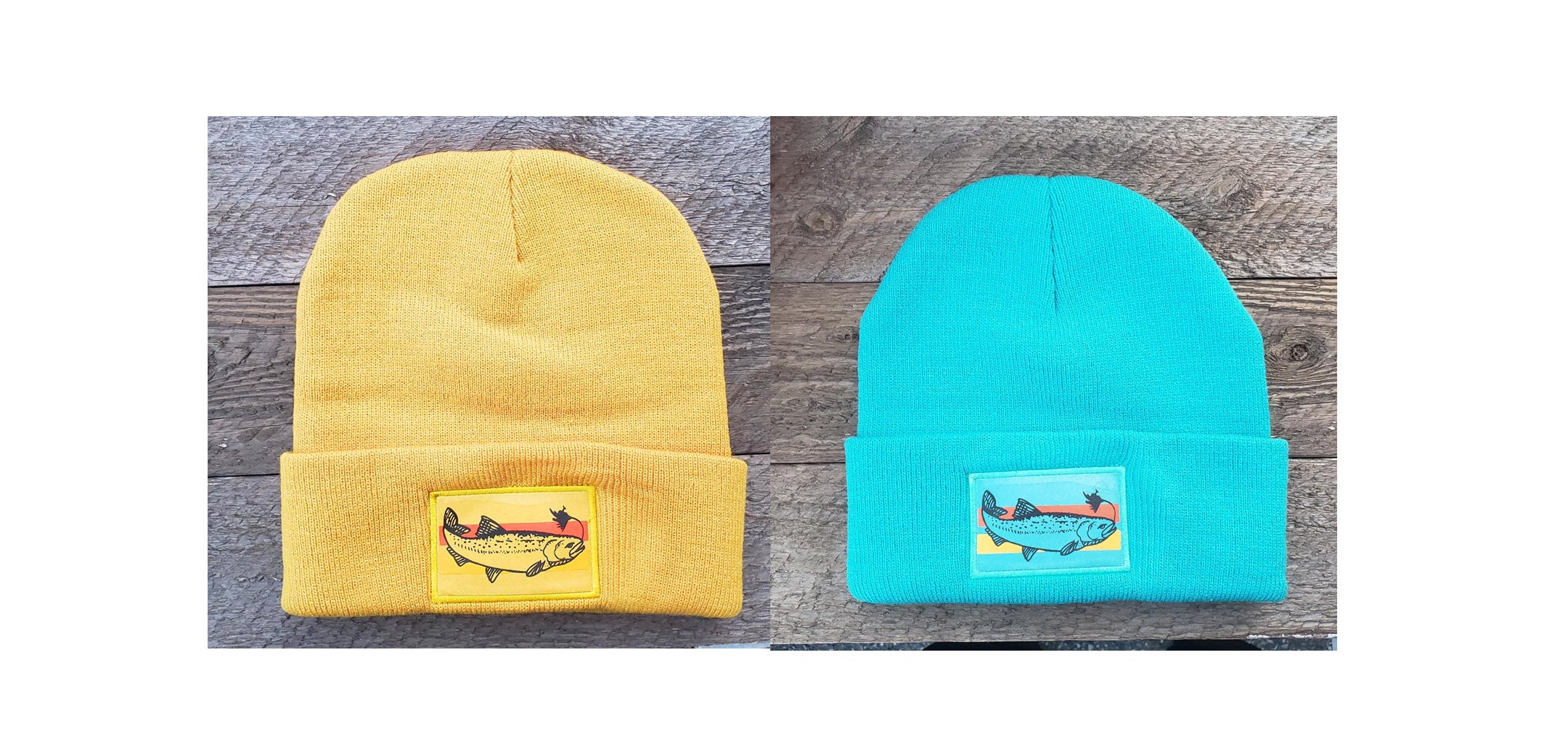 Winter Knit Trout Beanie Hat Cap Patch 