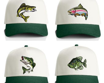Gorra Snapback de lona bicolor para pesca, lubina, trucha, lucioperca